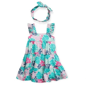 BABY GAP NWT 12-18m Girls Tiered Tropical Floral Blue Sundress Set
